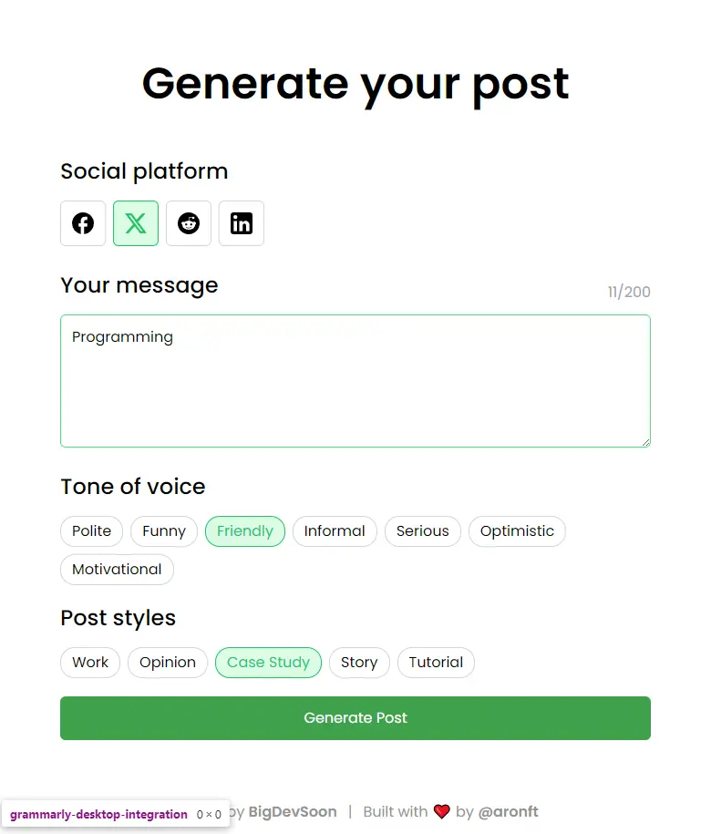 Generador de posts